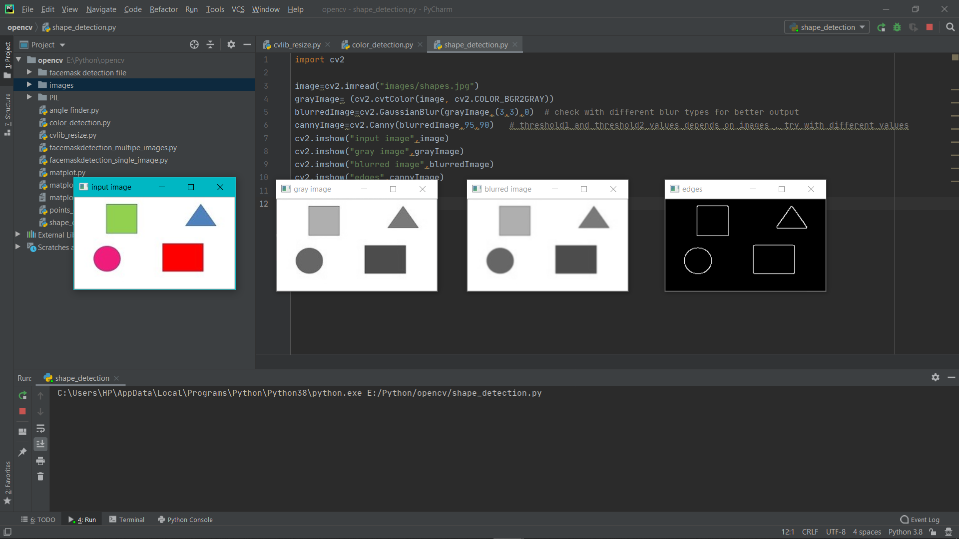 Shape Detection Using OpenCV | B.log